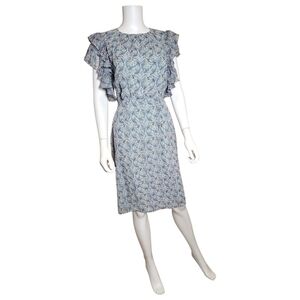 MIKAEL AGHAL Chiffon Midi Blue Multicolor Size 4